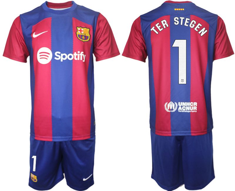 Men 2023-2024 Club Barcelona home red #1 Soccer Jersey